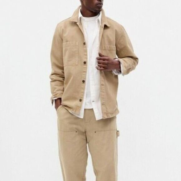 Gap 760330-02 Men's Sz 3XL Khaki/Beige Pocketed Denim L/S Utility Overshirt - Picture 10 of 10